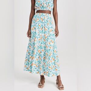 MINKPINK Bonnie Orange Blue Smocked Tiered Maxi Skirt